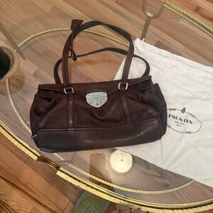 Prada Dark Brown Leather Shoulder Bag